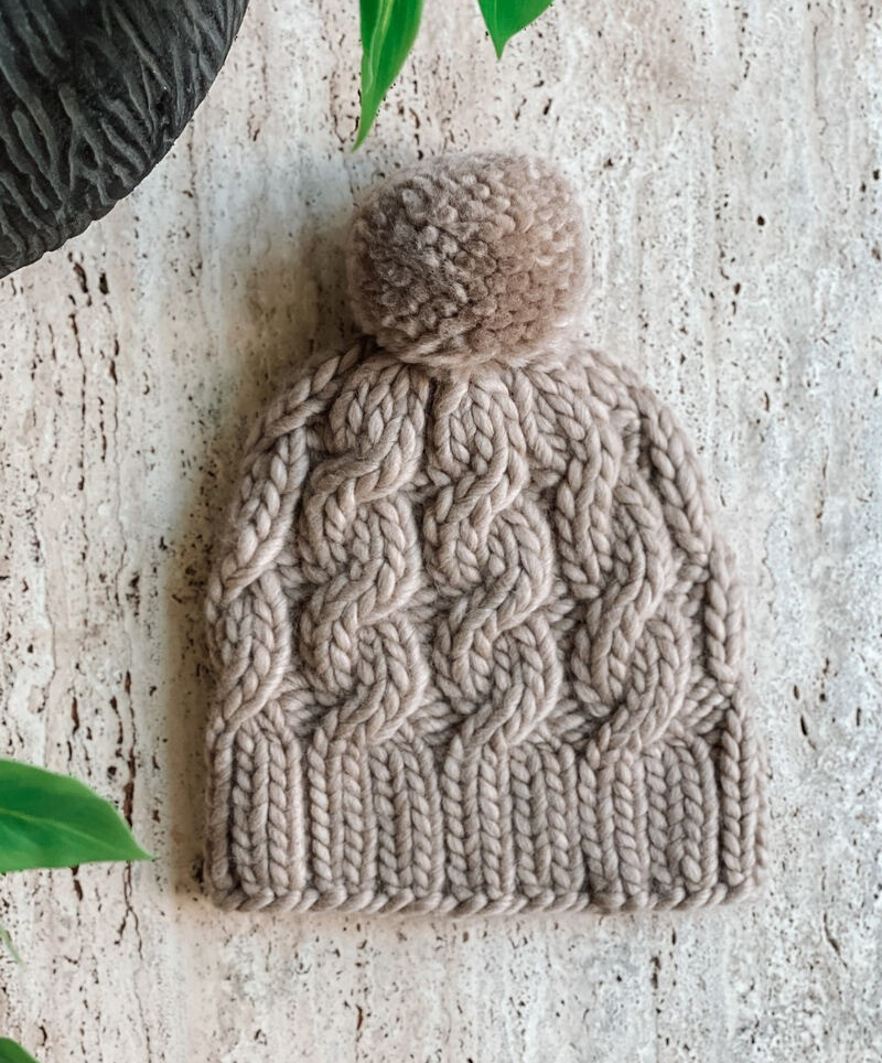 The Alpine Cable Knit Hat - Wooly Pom Pom